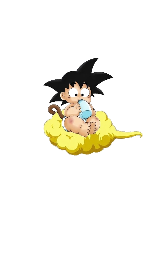Goku bebé volando en la nube Kinton